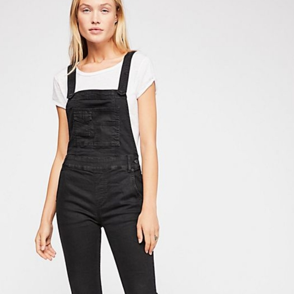 Free People Washed Denim Overalls